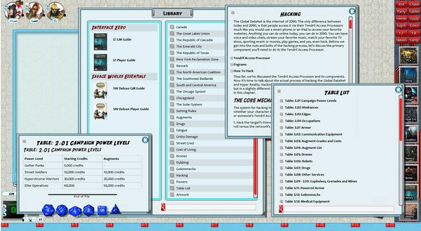 Скриншот из Fantasy Grounds - Interface Zero 2.0 for Savage Worlds