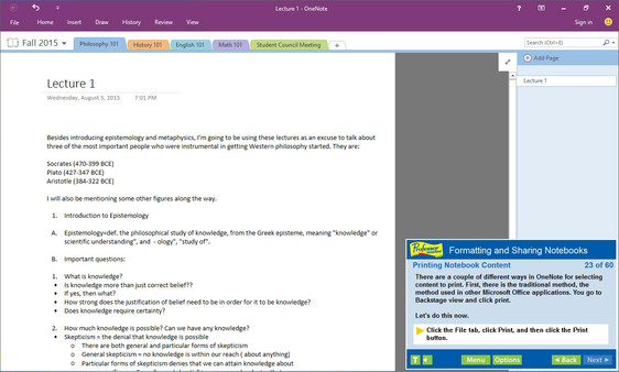 Professor Teaches OneNote 2016 minimum requirements