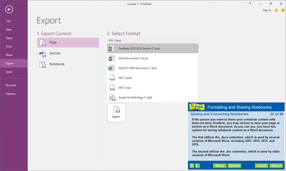 Professor Teaches OneNote 2016 PC requirements