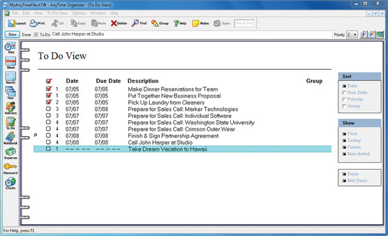 AnyTime Organizer Standard 15 PC requirements