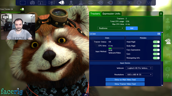 Скриншот из FaceRig support for Intel® RealSense™