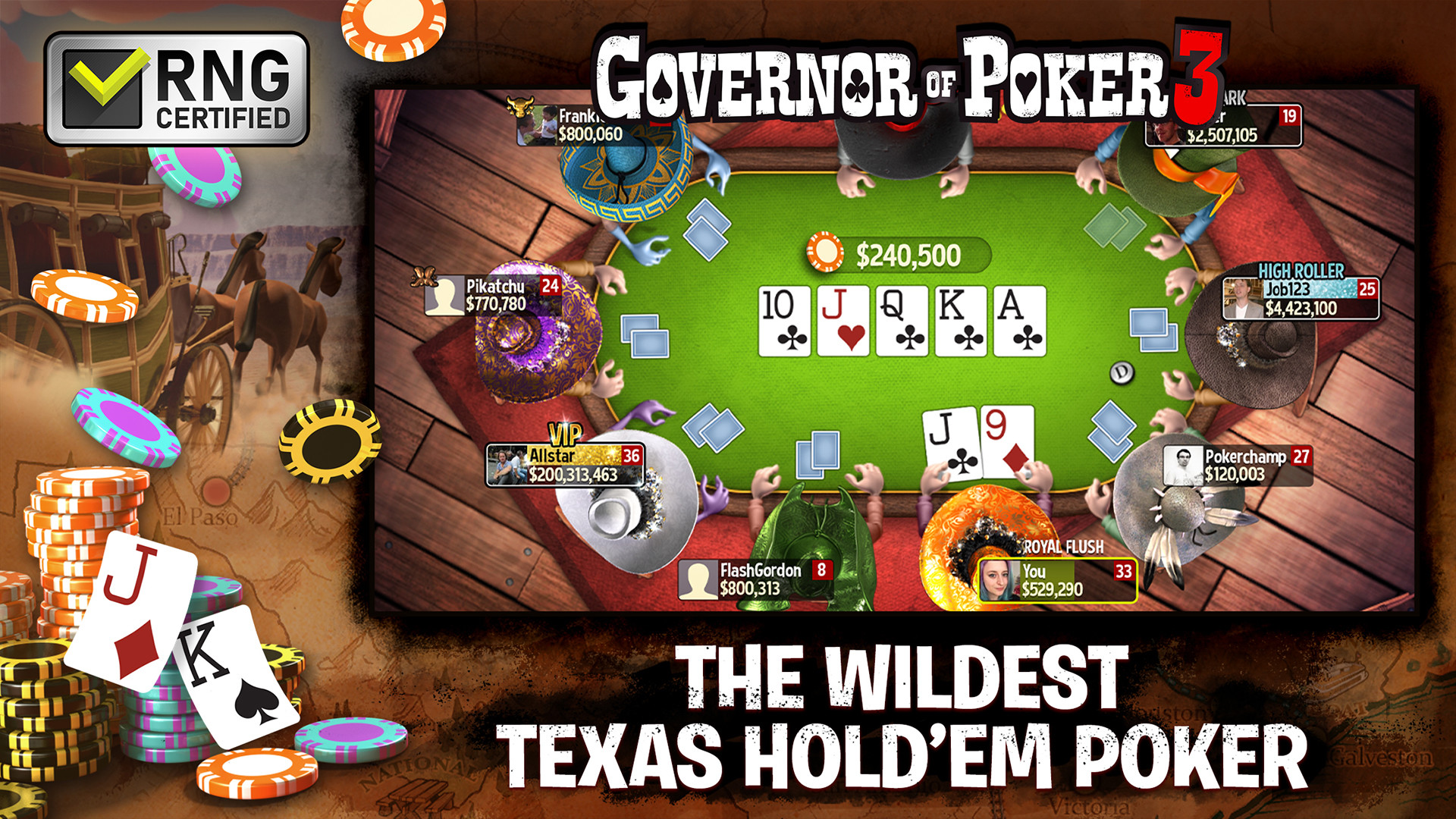 governor of poker 3 wins hats