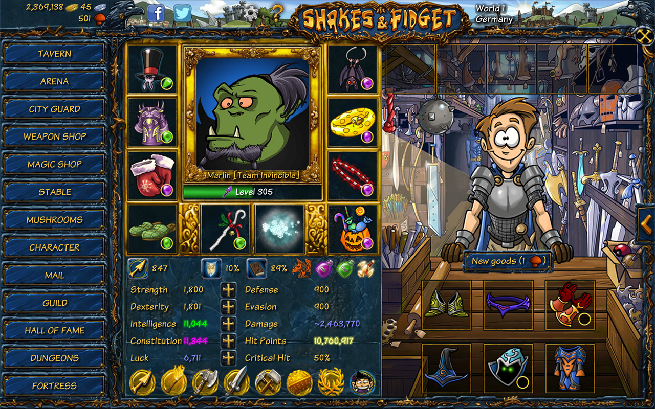 Shakes and Fidget on Steam
