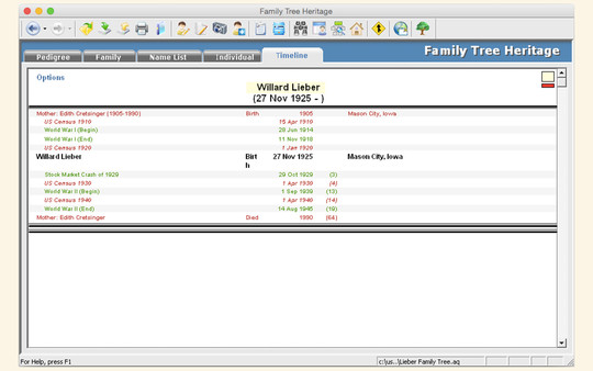 Family Tree Heritage Platinum 9 - Macfor windows and Linux 1