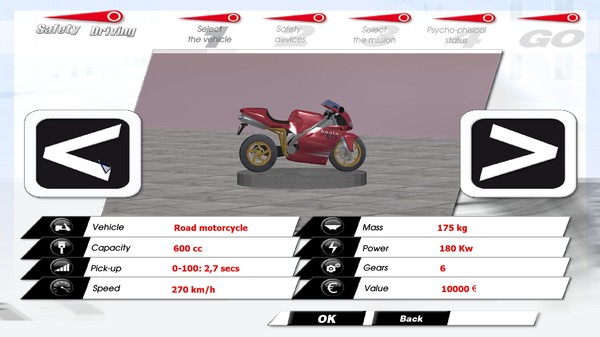 Safety Driving Simulator: Motorbike requirements