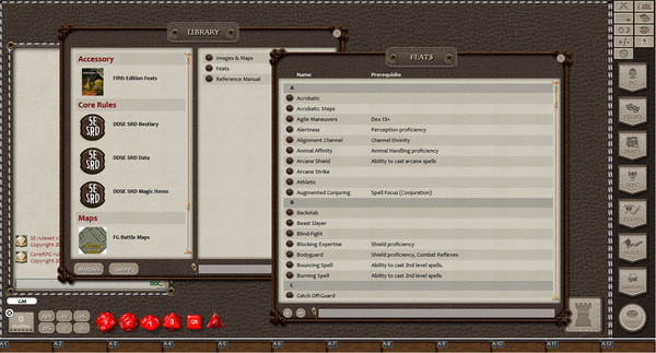 Скриншот из Fantasy Grounds - 5E: Fifth Edition Feats