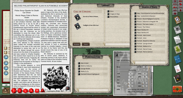 Скриншот из Fantasy Grounds - Call of Cthulhu: Secrets of New Orleans