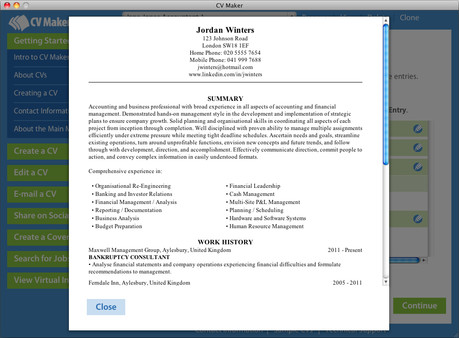 CV Maker for Mac screenshot