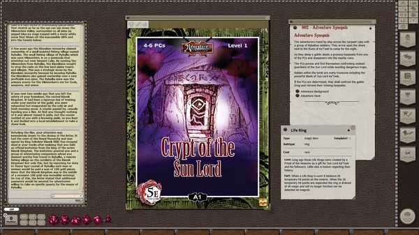 Скриншот из Fantasy Grounds - 5E: The Crypt of the Sun Lord