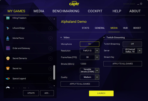 GameCaptr - App-controlled recording & streaming