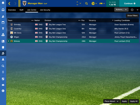 скриншот Football Manager Touch 2017 - All Job Applications 1