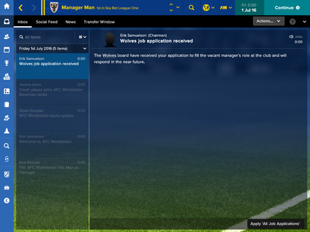 скриншот Football Manager Touch 2017 - All Job Applications 0