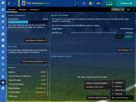 скриншот Football Manager Touch 2017 - Board-Override 1