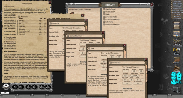 Скриншот из Fantasy Grounds - Rolemaster Classic: The Armoury