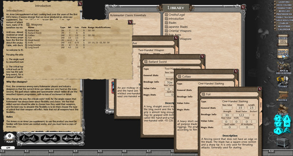 Скриншот из Fantasy Grounds - Rolemaster Classic: The Armoury