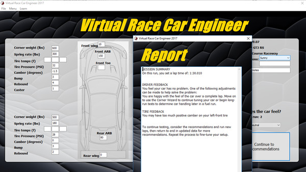Скриншот из Virtual Race Car Engineer 2016