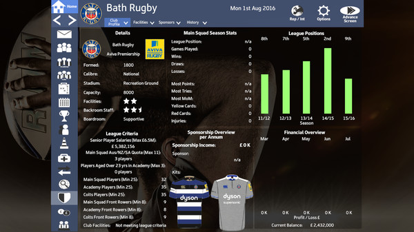 Rugby Union Team Manager 2017 PC requirements