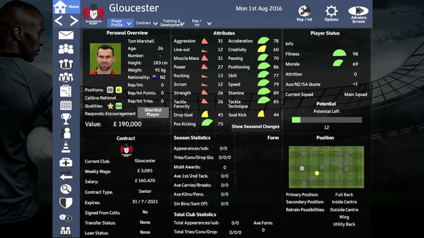 Rugby Union Team Manager 2017 game for windows Pc 1