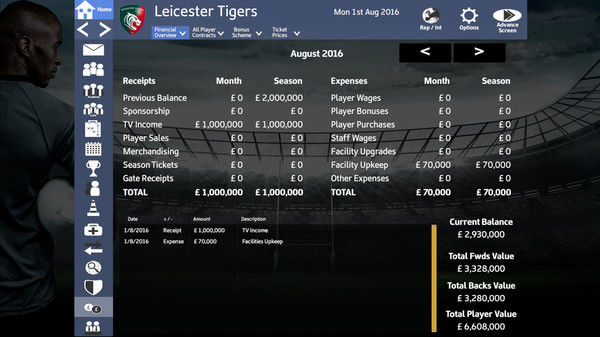 Rugby Union Team Manager 2017for windows and Linux 1