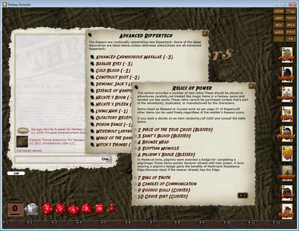 Скриншот из Fantasy Grounds - Rippers Companion (Savage Worlds)