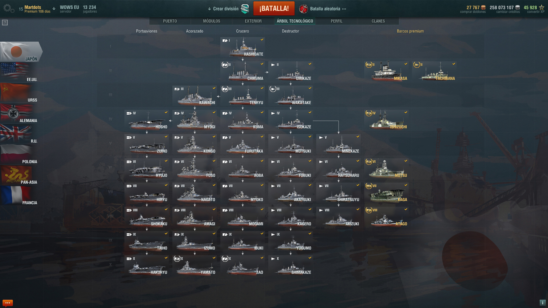 Resultado de imagen de rama de progrecion de barcos war thunder