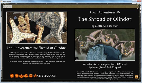 Скриншот из Fantasy Grounds - 1 on 1 Adventures #6: The Shroud of Olindor (3.5E⁄PFRPG)