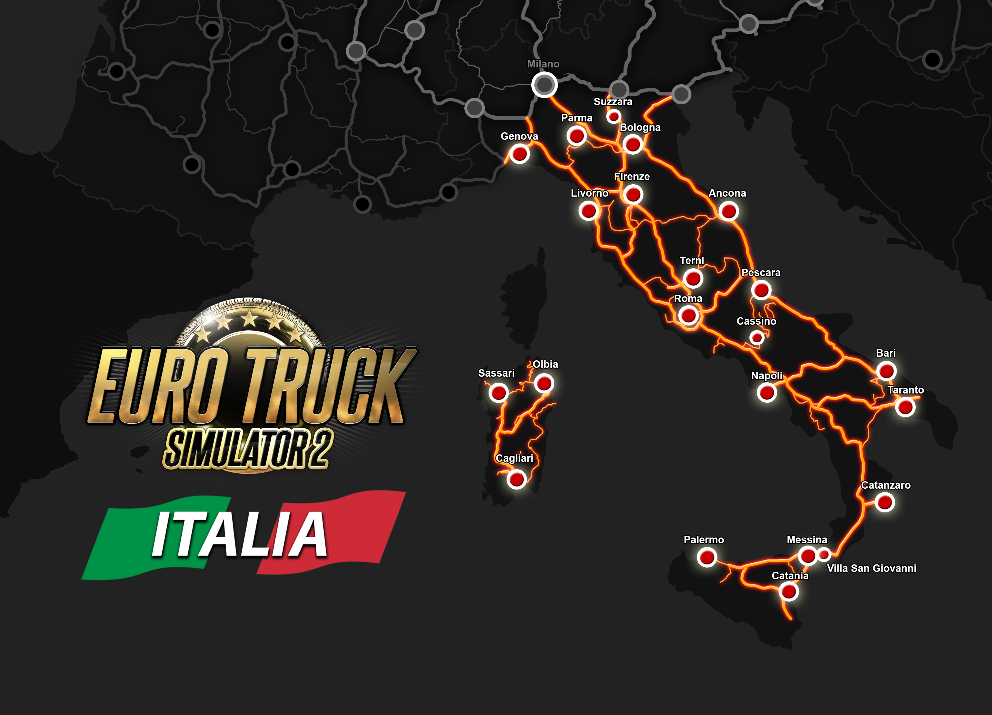 euro truck simulator 2 italy map