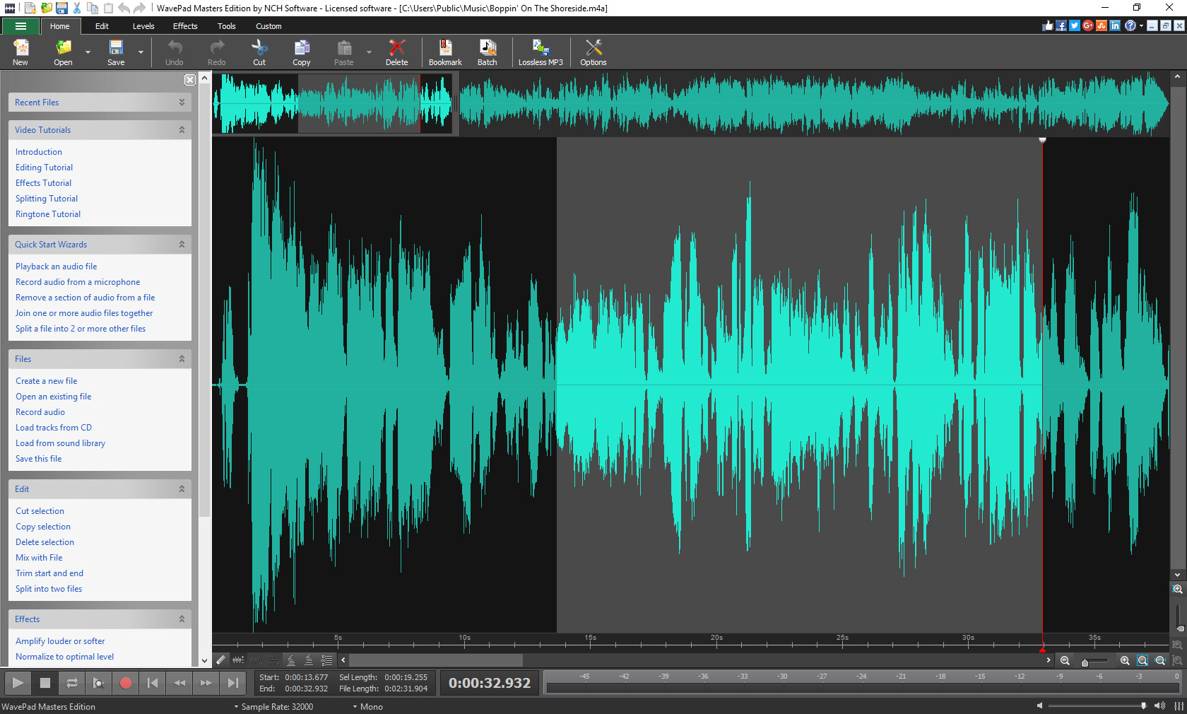 wavepad audio editing software