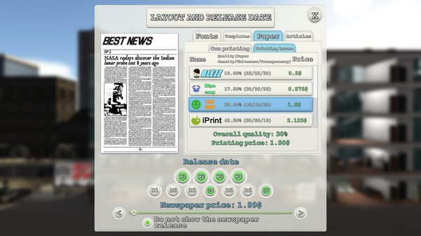 Скриншот из News Tycoon