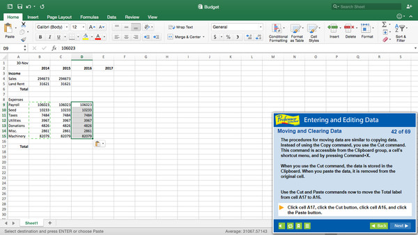 Скриншот из Professor Teaches® Excel 2016 – Mac
