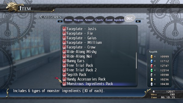 Скриншот из The Legend of Heroes: Trails of Cold Steel - Monstrous Ingredients Pack