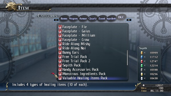 Скриншот из The Legend of Heroes: Trails of Cold Steel - Valuable Healing Items Pack