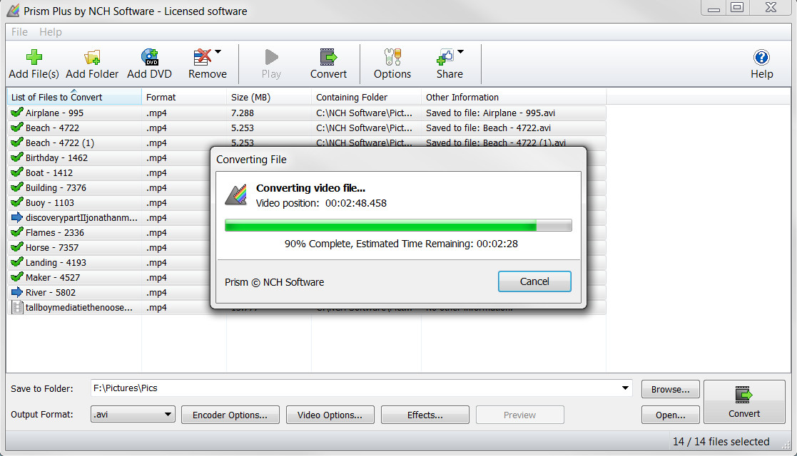 Prism Plus Video Converter convert AVI MPG4 for Windows
