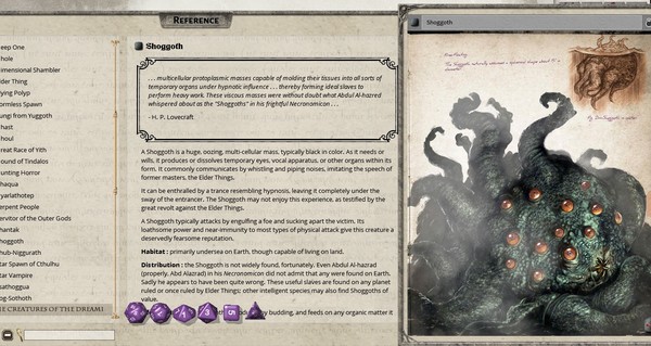 Скриншот из Fantasy Grounds - S.Petersen's Field Guide to Lovecraftian Horrors (CoC7E)