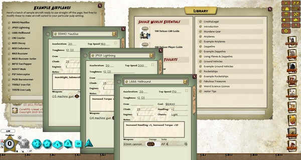 Скриншот из Fantasy Grounds - Pulp Gear Toolkit (Savage Worlds)