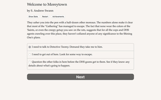 Welcome to Moreytown game for Linux 1