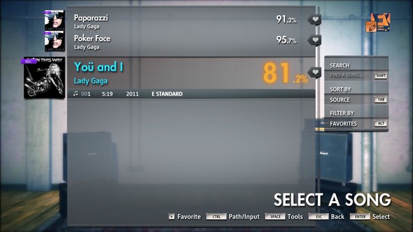 Скриншот из Rocksmith® 2014 Edition – Remastered – Lady Gaga - “Yoü and I”