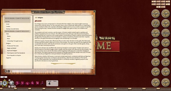 Скриншот из Fantasy Grounds - Weird Wars Rome: Res Romana (Savage Worlds)