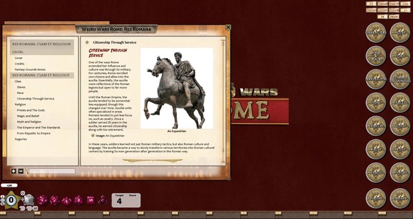 Скриншот из Fantasy Grounds - Weird Wars Rome: Res Romana (Savage Worlds)