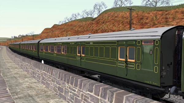 Скриншот из TS Marketplace: Maunsell 59ft Low Window Corridor Coach Pack Southern Olive Green