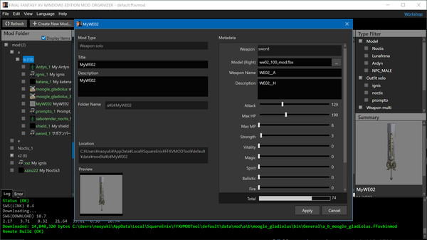 FINAL FANTASY XV WINDOWS EDITION MOD ORGANIZER game for windows Pc 1