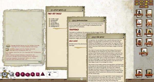 Скриншот из Fantasy Grounds - Wellstone City Chronicles: Two-Bit Thugs (Savage Worlds)