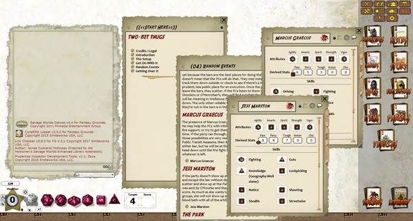 Скриншот из Fantasy Grounds - Wellstone City Chronicles: Two-Bit Thugs (Savage Worlds)