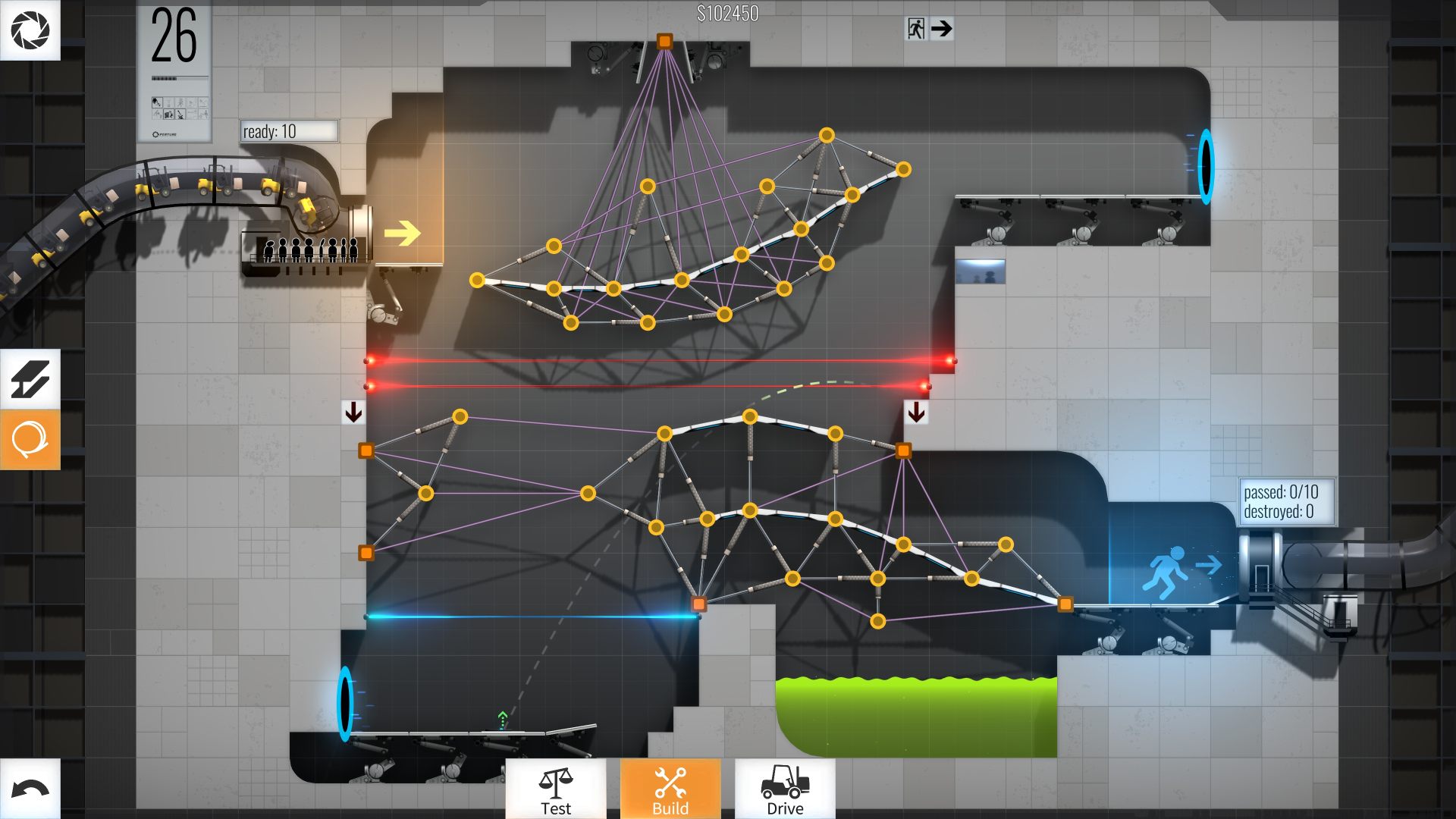 Bridge Constructor Portal, a game based all around it's physics engine programming.