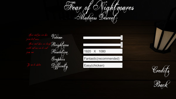 Fear Of Nightmares: Madness Descent requirements