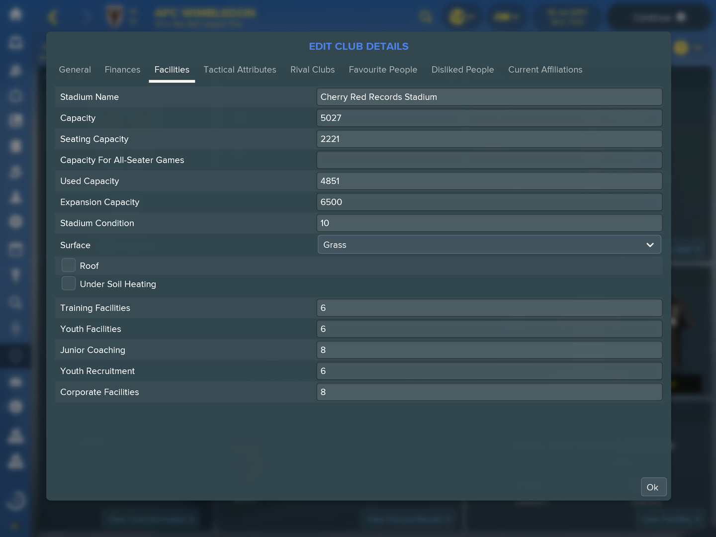 Football manager in game editor 2018