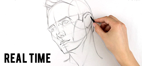 Portrait Drawing Fundamentals Course: Loomis Method Side Tilt – Real-Time Demo cover art