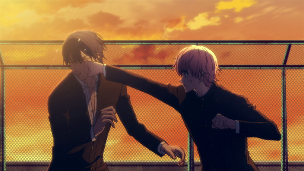 Anime boy and girl fighting