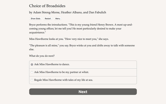 Choice of Broadsides recommended requirements