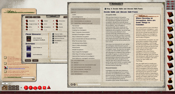 Скриншот из Fantasy Grounds - Investigator Handbook (CoC7E)